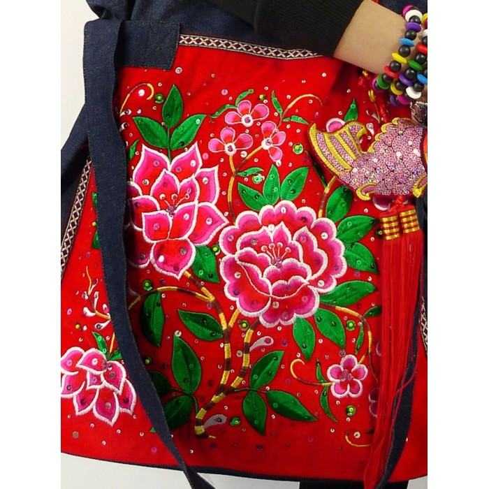 Peony - Handcrafted Retro Ethnic Tote Bag Embroidery Canvas Bag