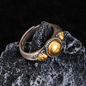 Ethnic Style Boutique Vintage Skeleton Sterling Silver Ring Halloween Gift