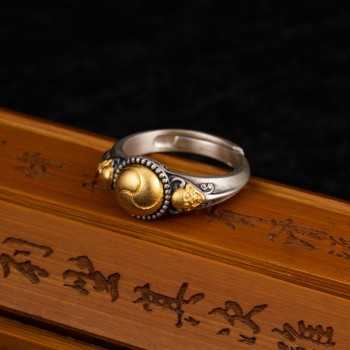 Ethnic Style Boutique Vintage Skeleton Sterling Silver Ring Halloween Gift