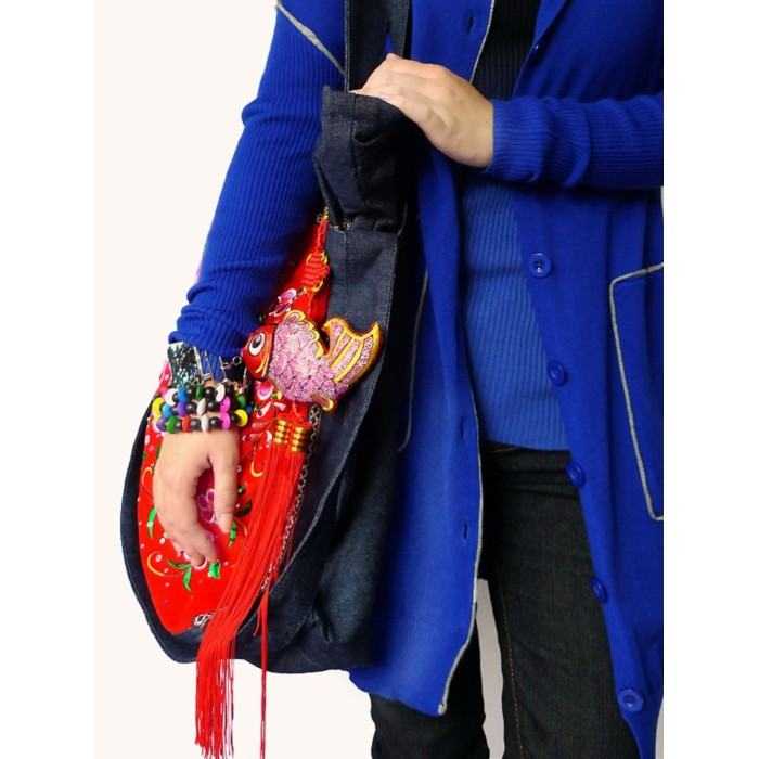 Peony - Handcrafted Retro Ethnic Tote Bag Embroidery Canvas Bag