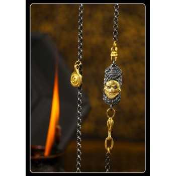 Vintage Hand-arved Zombie Forest Chain Sterling SilverNecklace Halloween Gift