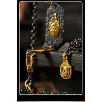 Vintage Hand-arved Zombie Forest Chain Sterling SilverNecklace Halloween Gift