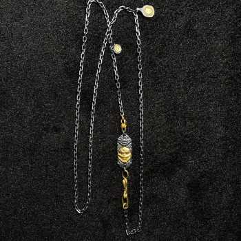Vintage Hand-arved Zombie Forest Chain Sterling SilverNecklace Halloween Gift