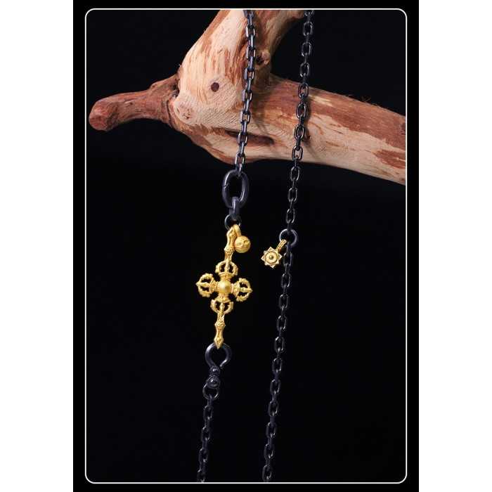 Boutigue Vintage Handcarved vajra Chain Sterling Silver Necklace