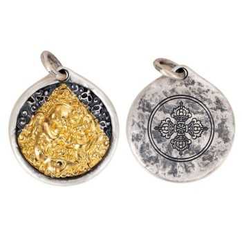 Boutique Vintage Mahakala Tibetan Buddhist 24K Gold and Sterling Silver Pendant