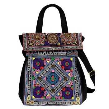 Blue Stars - Handcrafted Vintage Ethnic Tote Bag Embroidery Canvas Bag