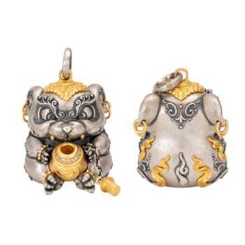 Boutique Vintage Tibetan Buddhist Groundhog Sterling Silver Pendant for Wealth