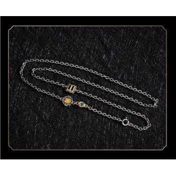 Boutigue Tibetan Buddhist Zakiram, Dzi Bead Chain Sterling Silver Necklace