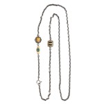 Boutigue Tibetan Buddhist Zakiram, Dzi Bead Chain Sterling Silver Necklace