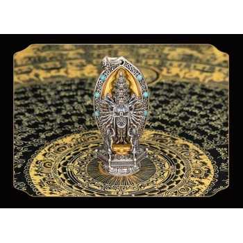 Boutique Ethnic Thousand-hands Sanskrit Avalokiteśvara Sterling Silver Pendant Amulet