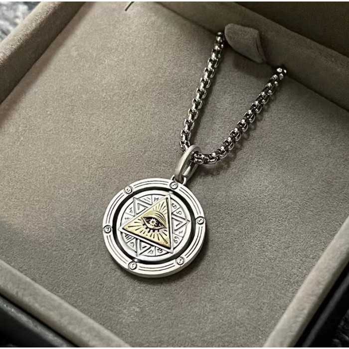 Vintage Ethnic S925 Eye of God Sterling Silver Necklace