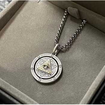 Vintage Ethnic S925 Eye of God Sterling Silver Necklace