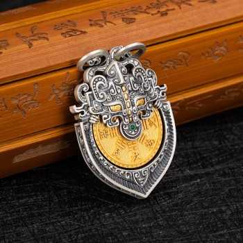 Vintage Tibetan Buddhist Mountain Ghost Silver Pendant