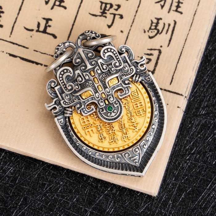 Vintage Tibetan Buddhist Mountain Ghost Silver Pendant