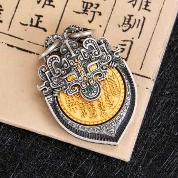 Vintage Tibetan Buddhist Mountain Ghost Silver Pendant