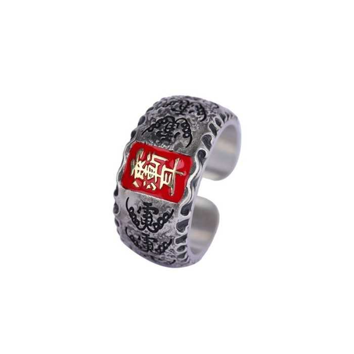 Designer Handcarved Boutique Vintage Five Thunderbolt Amulet Sterling Silver Ring