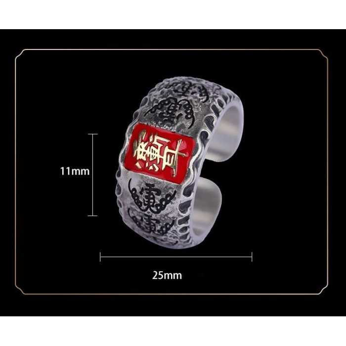 Designer Handcarved Boutique Vintage Five Thunderbolt Amulet Sterling Silver Ring