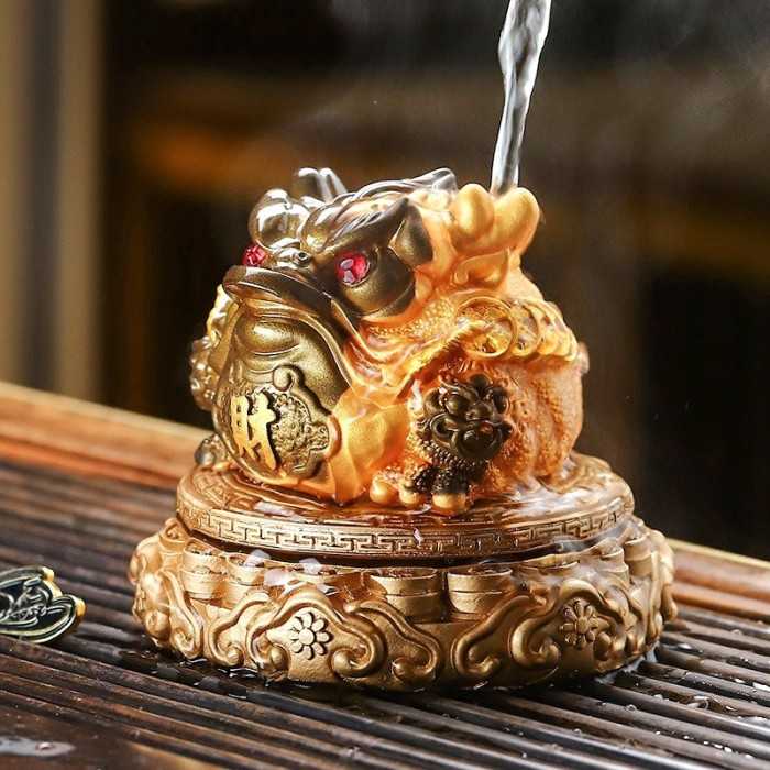 Mooras Chinese Style Fortunes Tea Pet Spinning Golden Toad