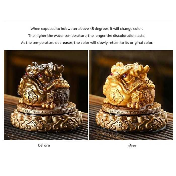 Mooras Chinese Style Fortunes Tea Pet Spinning Golden Toad