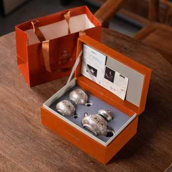 Designer Handmade Dentin Silver-Plated Ceramic Tea Set Gift
