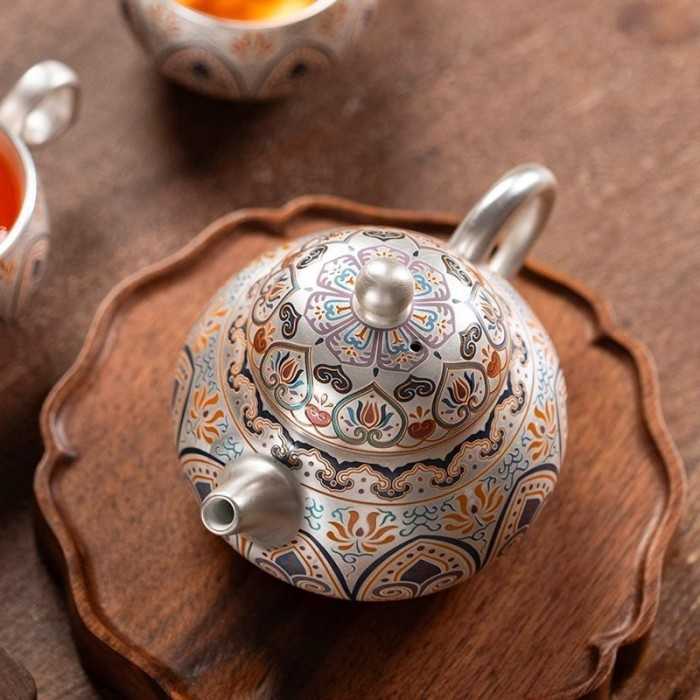 Designer Handmade Dentin Silver-Plated Ceramic Tea Set Gift
