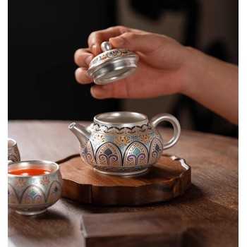 Designer Handmade Dentin Silver-Plated Ceramic Tea Set Gift