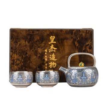 Designer Handmade blue and white (porcelain) Silver-Plated Ceramic Tea Set