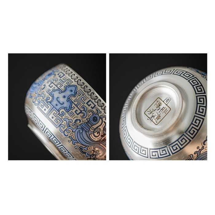 Designer Handmade blue and white (porcelain) Silver-Plated Ceramic Tea Set