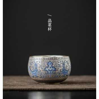 Designer Handmade blue and white (porcelain) Silver-Plated Ceramic Tea Set