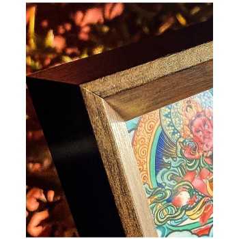 Tibetan Buddhist Yellow Jambhala Picture Frame Wall Decor 12x9