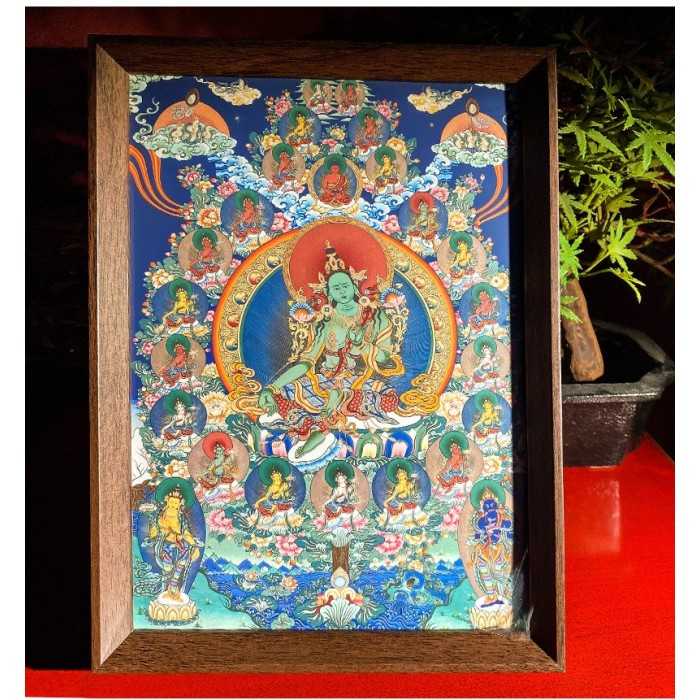 Tibetan Buddhist Green Tare Picture Frame Wall Decor 12x9