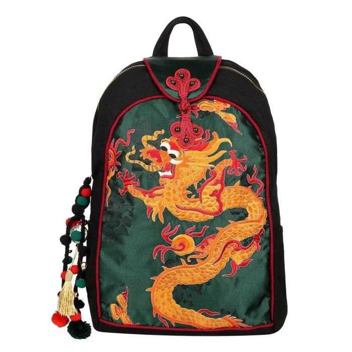 Orient Dragon - Handcrafted Vintage Ethnic Backpack Chinese Embroidered Bag