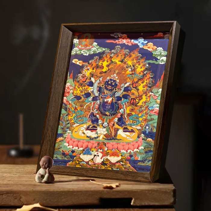 Tibetan Buddhist Mahakala Picture Frame Wall Decor 12x9