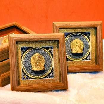 Mooras Hand-painted Tibetan Buddhist 3D Thangka Caca Zakiram Table Frame 4.7x4.7