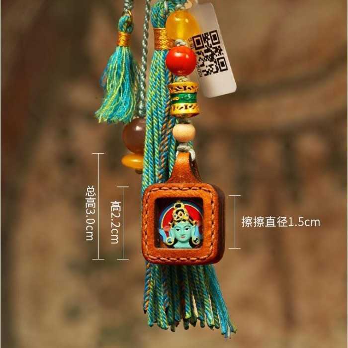 Mooras Hand-painted 3D Buddha Thangka Charm Manjushri