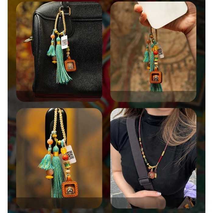 Mooras Hand-painted 3D Buddha Thangka Charm Manjushri