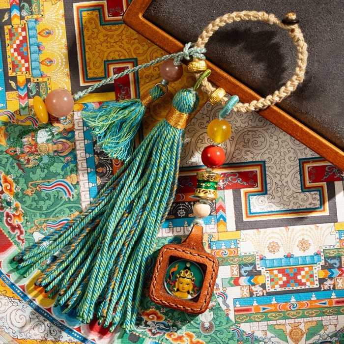 Mooras Hand-painted 3D Buddha Thangka Charm Manjushri