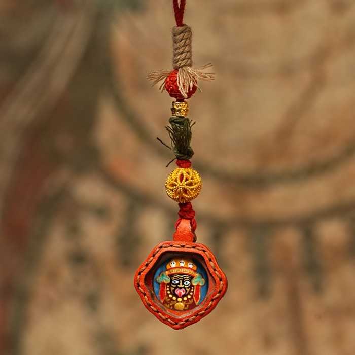 Mooras Ethnic Handmade 3D Tibetan Buddha Zakiram Thangka Keychain & Phone Charm Amulet