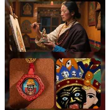Mooras Ethnic Handmade 3D Tibetan Buddha Zakiram Thangka Keychain & Phone Charm Amulet