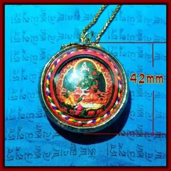 Mooras Handmade 3D Thangka Buddha Green Tara Pendant Necklace