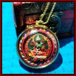 Mooras Handmade 3D Thangka Buddha Green Tara Pendant Necklace
