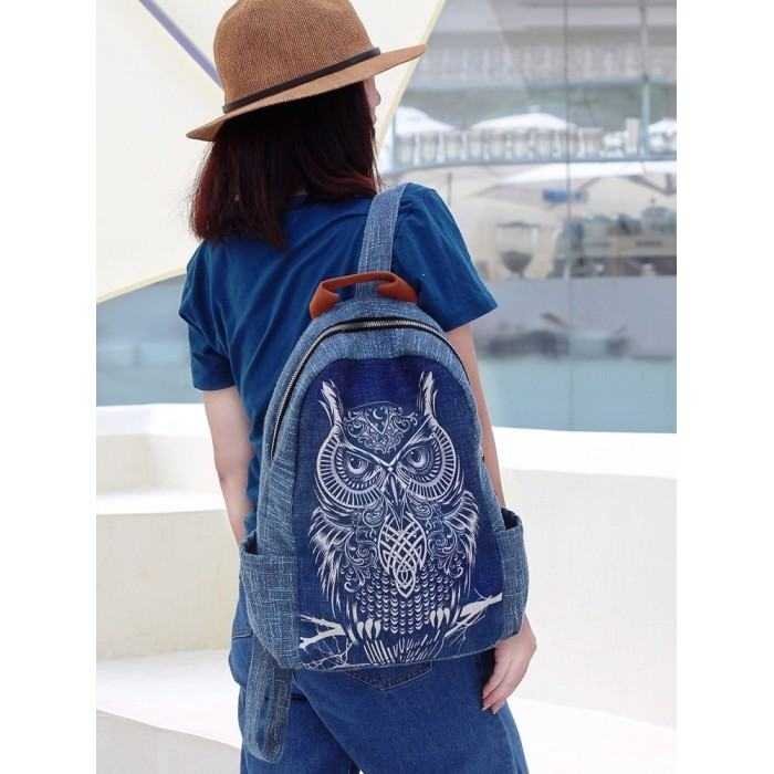 Owl - Hand-painted Ethnic Backpack