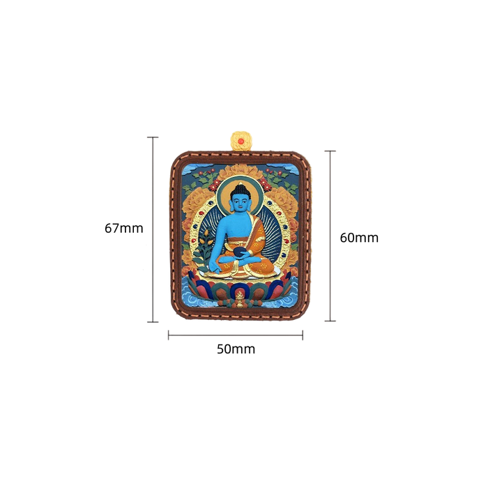 Mooras Hand-Painted 3D Buddha Manjushri Thangka Pendant Necklace