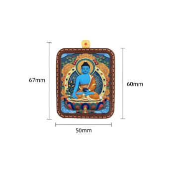 Mooras Hand-Painted 3D Buddha Akasagarbha Thangka Pendant Necklace