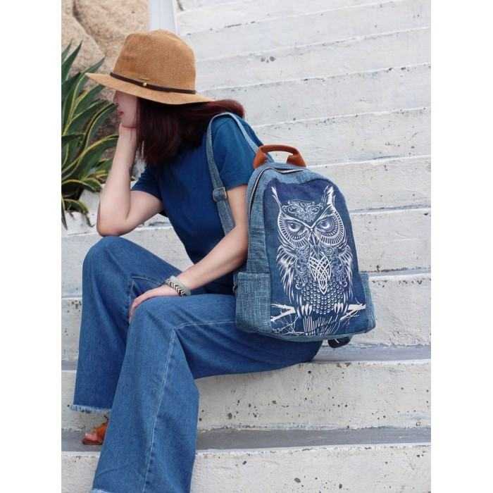 Owl - Hand-painted Ethnic Backpack