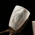 Handcrafted Jade-Porcelain Buddha Relief Tea / Coffee Cup (230 ml)