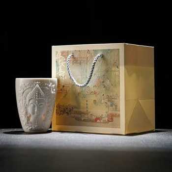 Handcrafted Jade-Porcelain Buddha Relief Tea / Coffee Cup (230 ml)