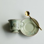 Ru Kiln–Inspired Handmade Celadon Coffee Cup & Saucer Set (100 ml)