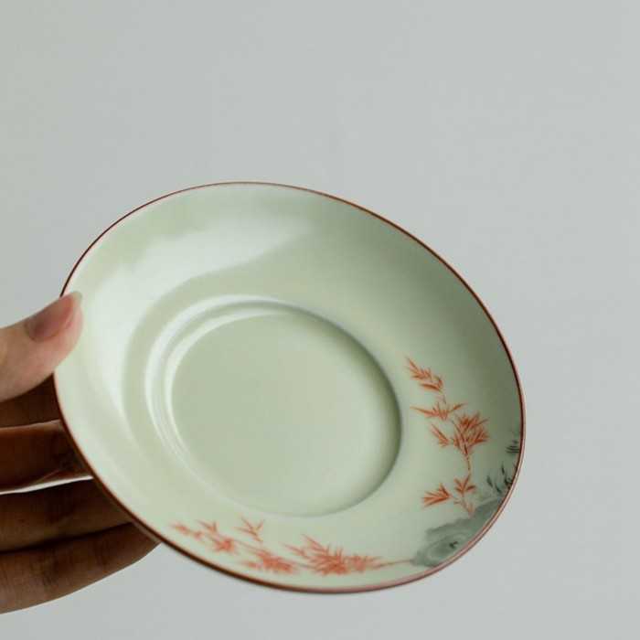 Ru Kiln–Inspired Handmade Celadon Coffee Cup & Saucer Set (100 ml)