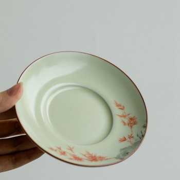 Ru Kiln–Inspired Handmade Celadon Coffee Cup & Saucer Set (100 ml)